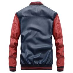Stand collar with zipper smart casual plain motorcycle leather jacket